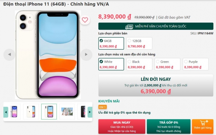 Giá iPhone 11 gây bất ngờ lớn, có loại chỉ trên 1 triệu đồng